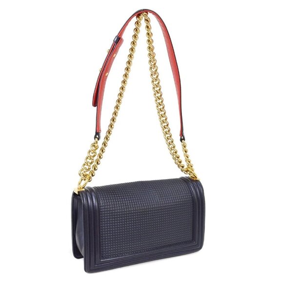 Boy Chanel Navy Cube Embossed Lambskin Medium Shoulder Bag XX05381 - Picture 2 of 7